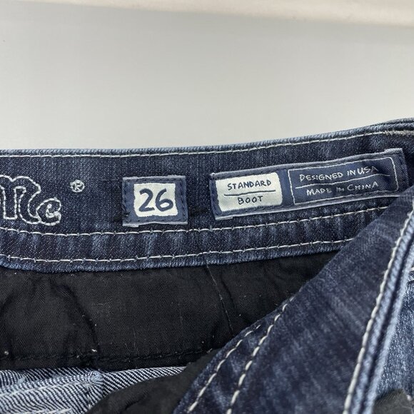 Miss Me Bootcut Jeans Western Bling Rhinestone Cowgirl Stretch Denim Womens 26 - Picture 6 of 12